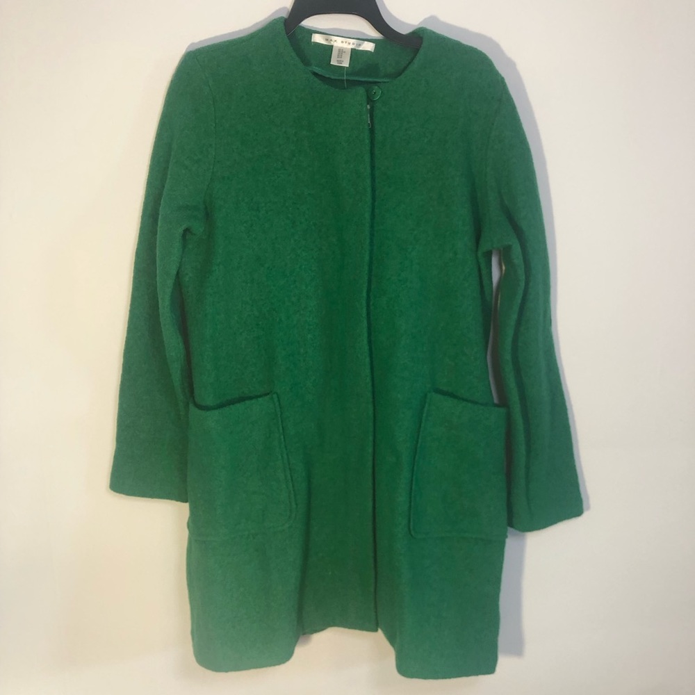 NWT Max Studio Kelly green zipped long mid length overcoat M